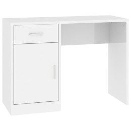 VidaXL Biurko z szufladą i szafką, białe z połyskiem, 100x40x73 cm