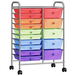 VidaXL Wózek XXL z 15 szufladami, kolorowy, plastikowy