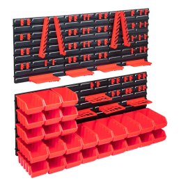 VidaXL 103-częściowy organizer na panelach ściennych, czerwono-czarny