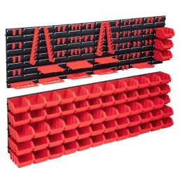 VidaXL 141-częściowy organizer na panelach ściennych, czerwono-czarny