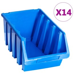 VidaXL Pojemniki sztaplowane, 14 szt., niebieskie, plastikowe