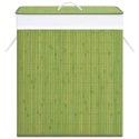 VidaXL Bambusowy kosz na pranie z 2 przegrodami, zielony, 100 L
