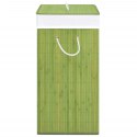 VidaXL Bambusowy kosz na pranie z 2 przegrodami, zielony, 100 L