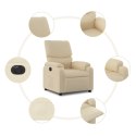 VidaXL Elektryczny fotel rozkładany, kremowy, obity tkaniną