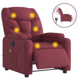 VidaXL Rozkładany fotel masujący, elektryczny, winna czerwień, tkanina