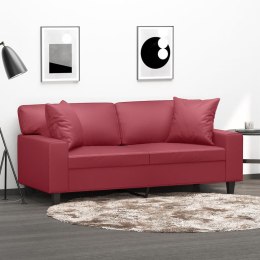 VidaXL 2-os. sofa z poduszkami, winna czerwień, 140 cm, sztuczna skóra
