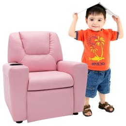 VidaXL Fotel rozkładany dla dzieci, obity sztuczną skórą, różowy