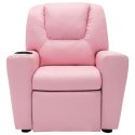 VidaXL Fotel rozkładany dla dzieci, obity sztuczną skórą, różowy