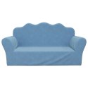 VidaXL 2-os. sofa dla dzieci, niebieska, miękki plusz