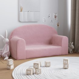 VidaXL 2-os. kanapa dla dzieci, różowa miękki plusz
