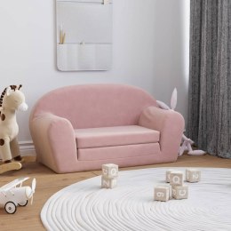 VidaXL 2-os. sofa dla dzieci, rozkładana, różowa, miękki plusz