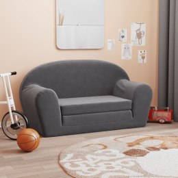 VidaXL 2-os. sofa dla dzieci, rozkładana, antracytowa, miękki plusz
