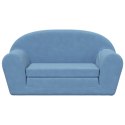 VidaXL 2-os. sofa dla dzieci, rozkładana, niebieska, miękki plusz
