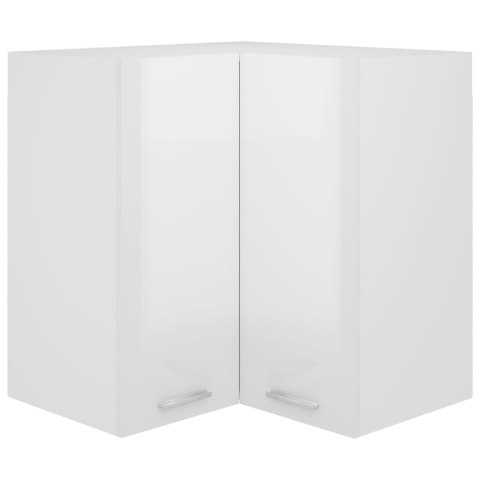 VidaXL Wisząca szafka narożna, biała, wysoki połysk, 57x57x60 cm