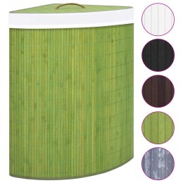 VidaXL Bambusowy kosz na pranie, narożny, zielony, 60 L