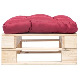VidaXL Ogrodowy puf z palet, czerwona poduszka, naturalne drewno