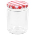 VidaXL Szklane słoiki na dżem, biało-czerwone pokrywki, 48 szt, 230 ml