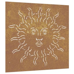 VidaXL Ogrodowa dekoracja ścienna, 55x55 cm, stal kortenowska, słońce