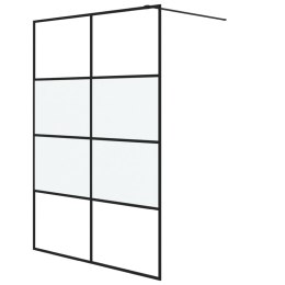 VidaXL Ścianka prysznicowa, czarna, 140x195 cm, półmrożone szkło ESG