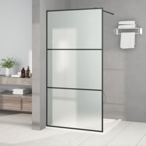 VidaXL Ścianka prysznicowa, czarna, 100x195 cm, mrożone szkło ESG