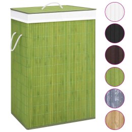 VidaXL Bambusowy kosz na pranie z 2 sekcjami, zielony, 72 L