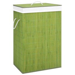 VidaXL Bambusowy kosz na pranie z 2 sekcjami, zielony, 72 L
