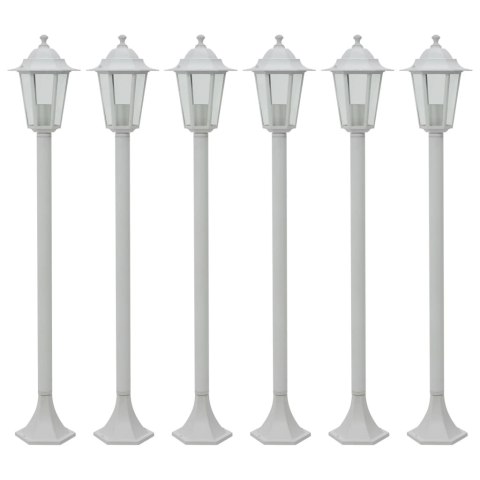 VidaXL Lampy ogrodowe, 110 cm, E27, aluminium, 6 szt., białe