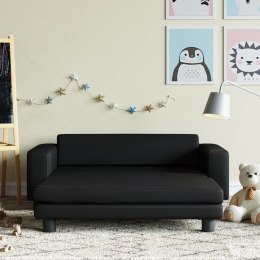 VidaXL Sofa dziecięca z podnóżkiem, czarna, 100x50x30 cm, ekoskóra
