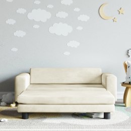 VidaXL Sofa dziecięca z podnóżkiem, kremowa, 100x50x30 cm, aksamit