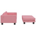 VidaXL Sofa dziecięca z podnóżkiem, różowa, 100x50x30 cm, aksamit