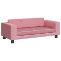 VidaXL Sofa dziecięca z podnóżkiem, różowa, 100x50x30 cm, aksamit