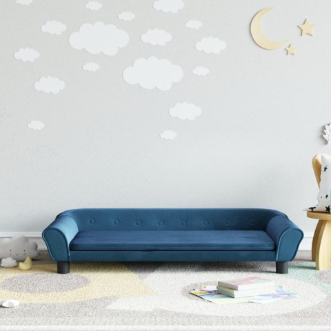 VidaXL Sofa dla dzieci, niebieska, 100x50x26 cm, aksamit