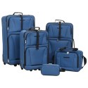 VidaXL Zestaw walizek podróżnych, 5 elementów, niebieski, tkanina