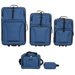 VidaXL Zestaw walizek podróżnych, 5 elementów, niebieski, tkanina
