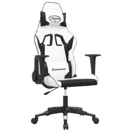 VidaXL Masujący fotel gamingowy, biało-czarny, sztuczna skóra