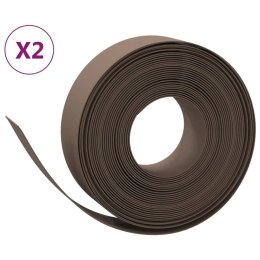 VidaXL Obrzeża ogrodowe, 2 szt., brązowe, 10 m, 15 cm, polietylen
