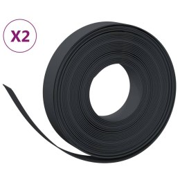VidaXL Obrzeża ogrodowe, 2 szt., czarne, 10 m, 10 cm, polietylen