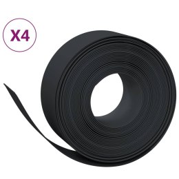VidaXL Obrzeża ogrodowe, 4 szt., czarne, 10 m, 20 cm, polietylen