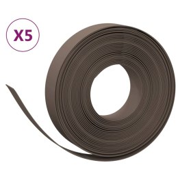 VidaXL Obrzeża ogrodowe, 5 szt., brązowe, 10 m, 10 cm, polietylen
