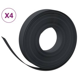 VidaXL Obrzeża ogrodowe, 4 szt., czarne, 10 m, 10 cm, polietylen