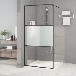 VidaXL Ścianka prysznicowa, czarna, 100x195 cm, półmrożone szkło ESG