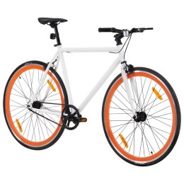 VidaXL Rower single speed, biało-pomarańczowy, 700c, 59 cm