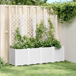 VidaXL Donica ogrodowa z kratką, biała, 160x40x140 cm, PP