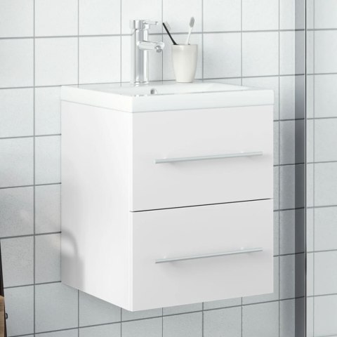 VidaXL Szafka łazienkowa z wbudowaną umywalką, biała