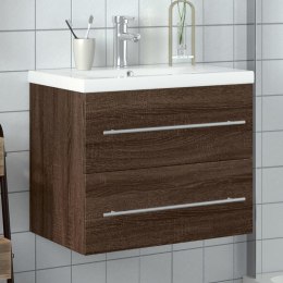 VidaXL Szafka łazienkowa z wbudowaną umywalką, brązowy dąb