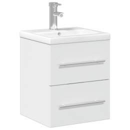 VidaXL Szafka łazienkowa z wbudowaną umywalką, wysoki połysk, biała
