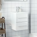 VidaXL Szafka łazienkowa z wbudowaną umywalką, wysoki połysk, biała