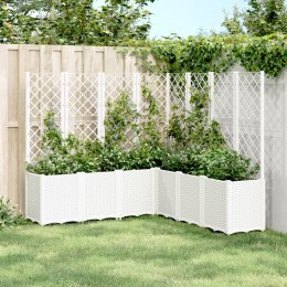 VidaXL Donica ogrodowa z kratką, biała, 160x160x140 cm, PP