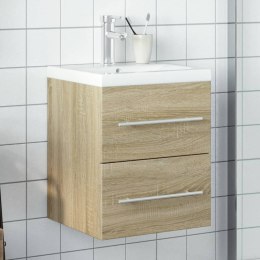 VidaXL Szafka łazienkowa z wbudowaną umywalką, dąb sonoma