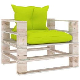 VidaXL Sofa ogrodowa z palet, jasnozielone poduszki, drewno sosnowe